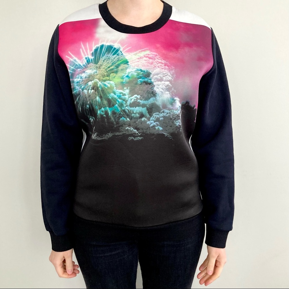 Sandro Scuba Tonique graphic neoprene pullover jumper sweatshirt. 🖤